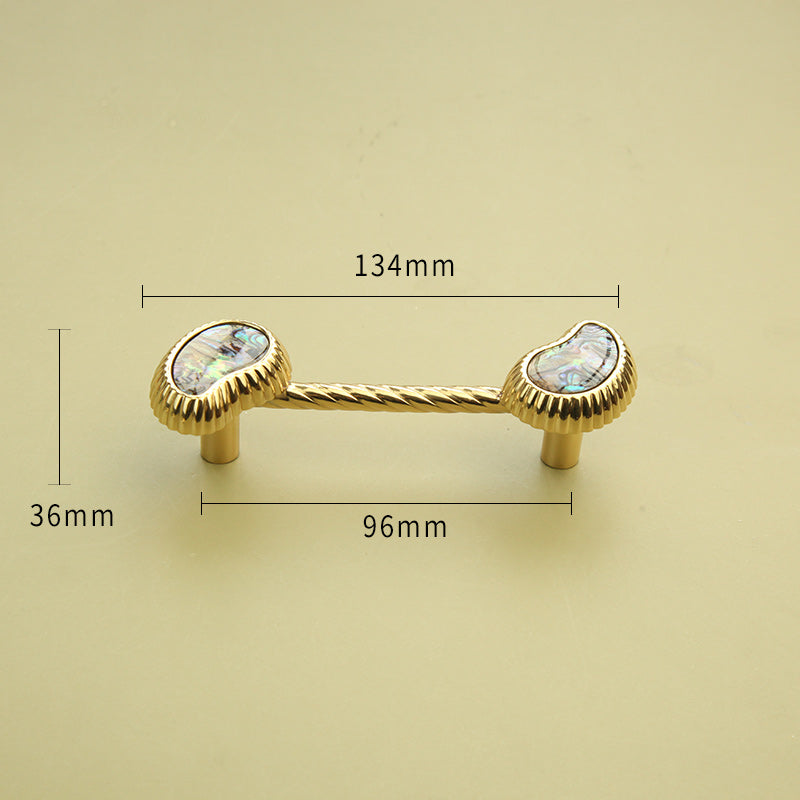 Cashew flower design shell brass furniture handle