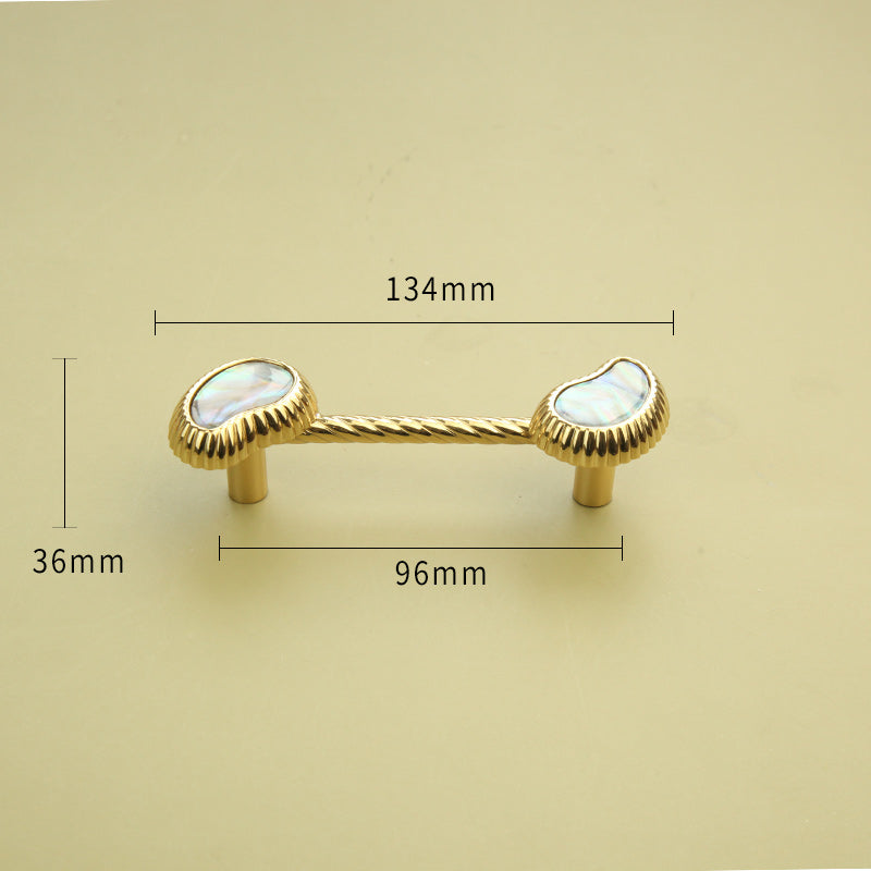 Cashew flower design shell brass furniture handle