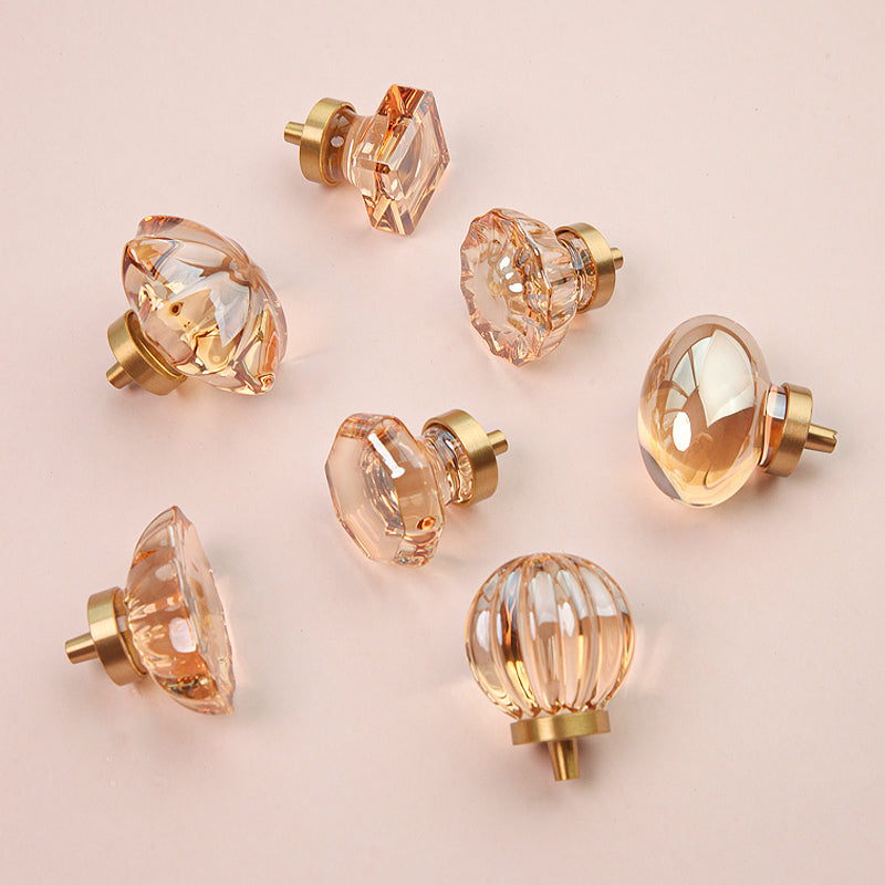 Simple glass brass furniture drawer cabinet handles