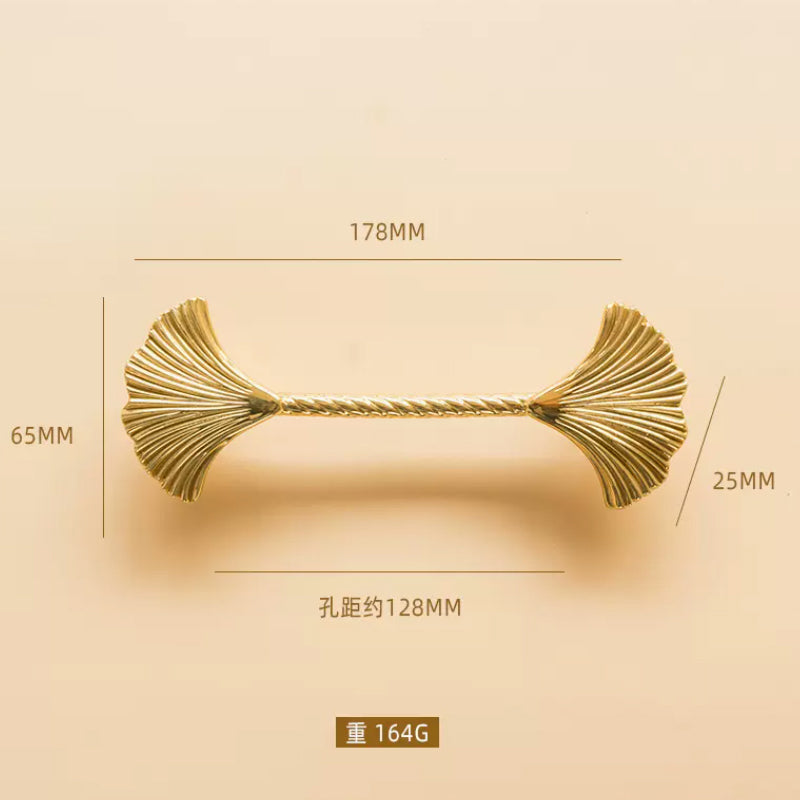 Ginkgo design brass furniture handle