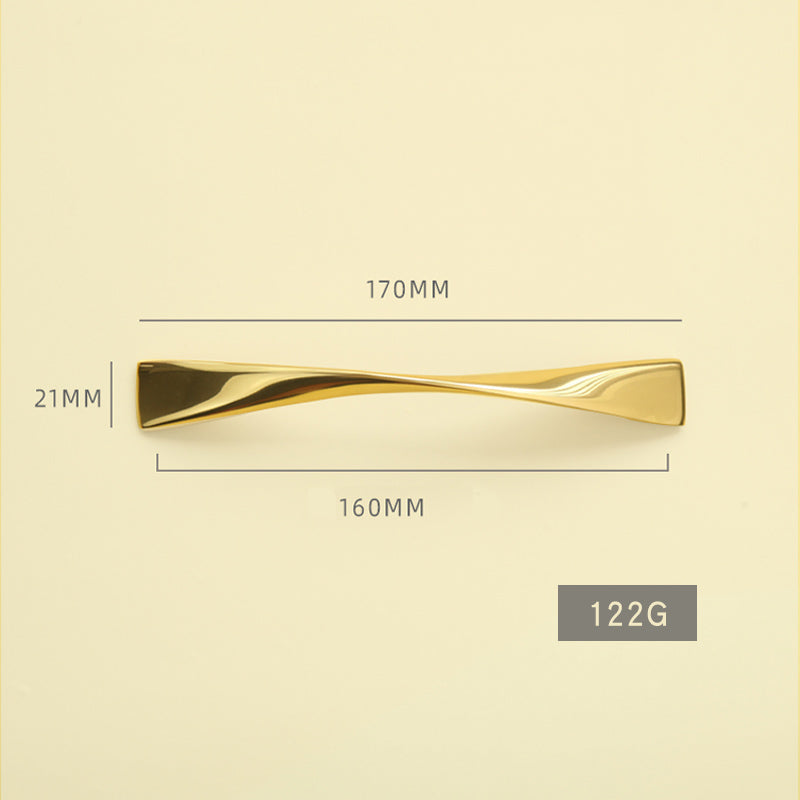 Twist panel cabinet door brass handle