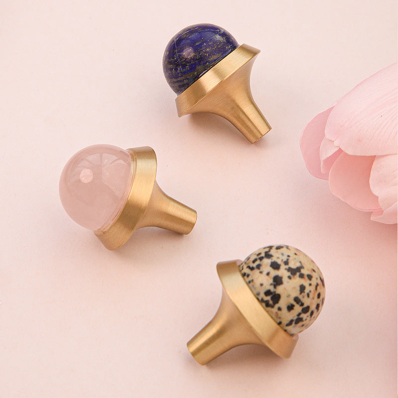 Crystal stone round furniture handle