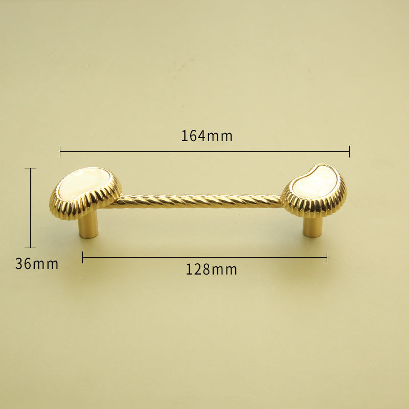 Cashew flower design shell brass furniture handle