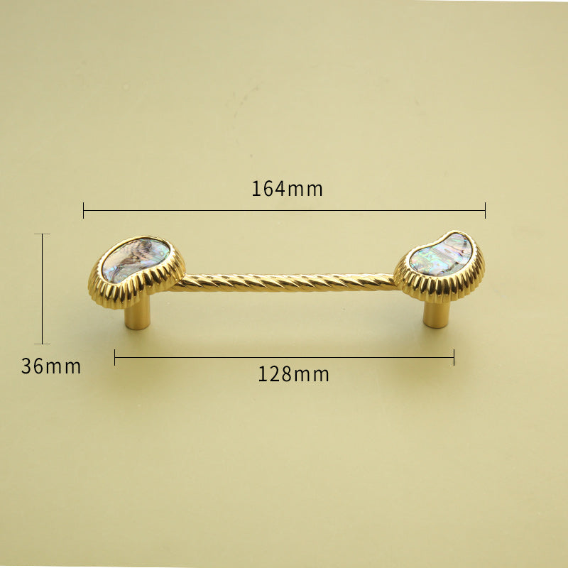Cashew flower design shell brass furniture handle