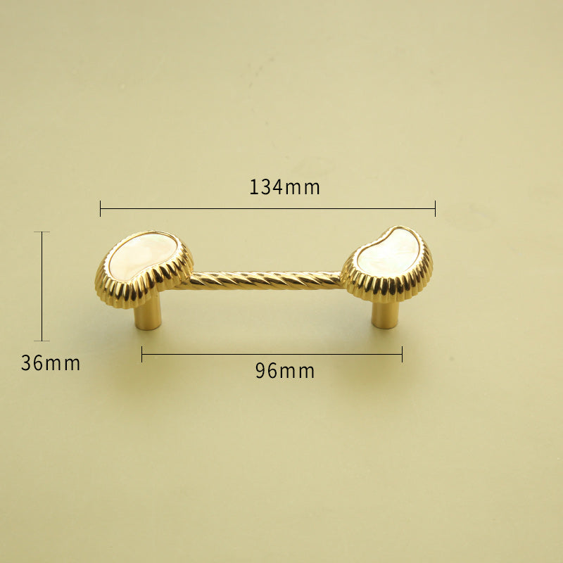 Cashew flower design shell brass furniture handle
