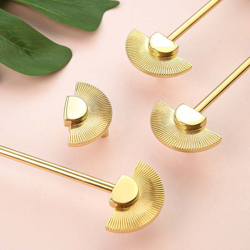 Simple fan-shaped brass furniture handle