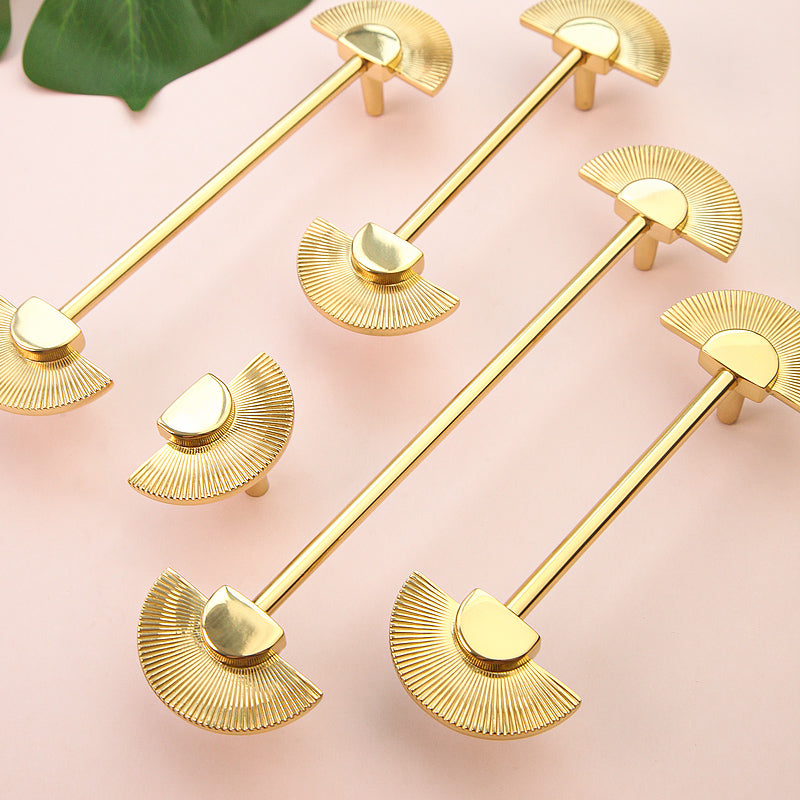 Simple fan-shaped brass furniture handle