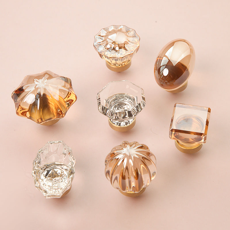 Simple glass brass furniture drawer cabinet handles