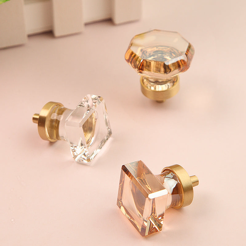 Simple glass brass furniture drawer cabinet handles