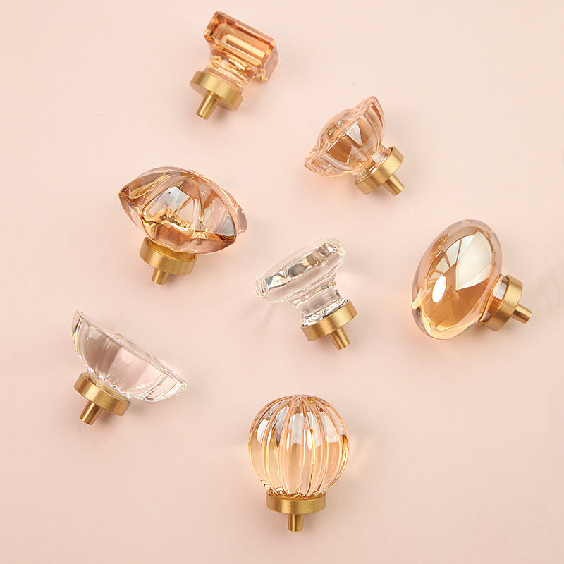 Simple glass brass furniture drawer cabinet handles