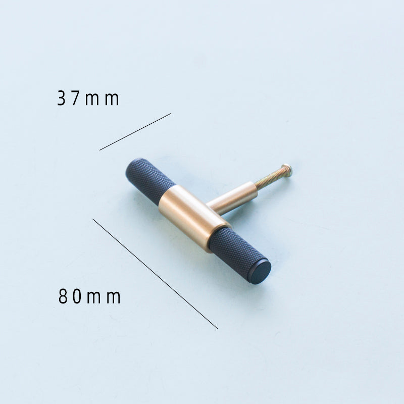Simple knurled brass furniture closet handle