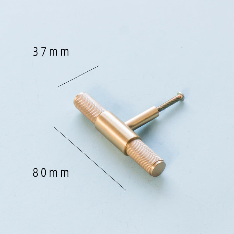 Simple knurled brass furniture closet handle